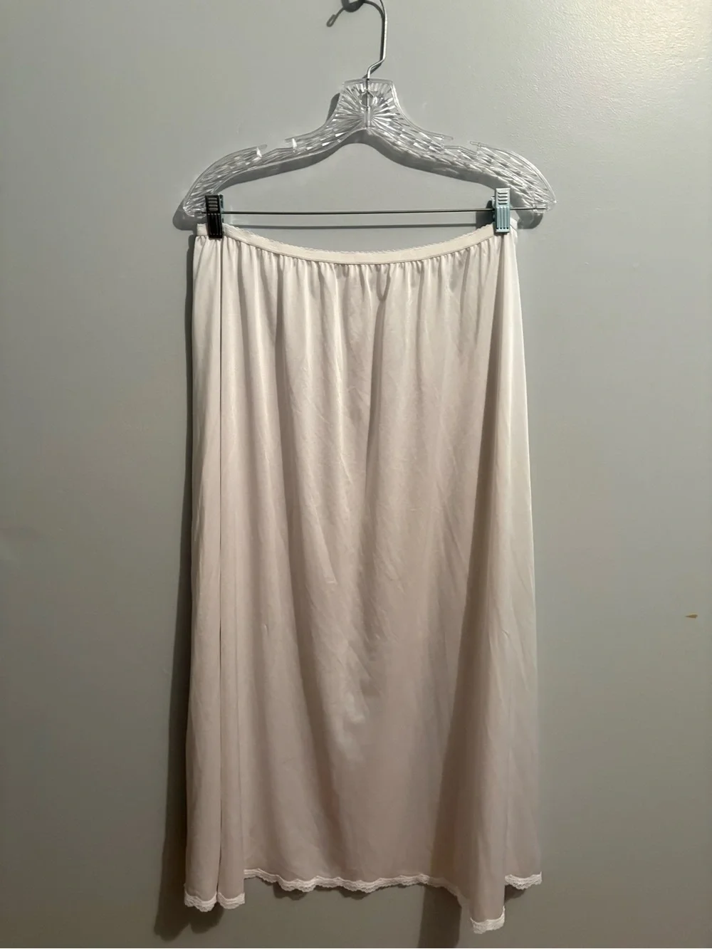 Vintage Shadow Line Women's White Elastic-Waist Skirt Slip Lace Midi 2X Plus - Picture 12 of 16